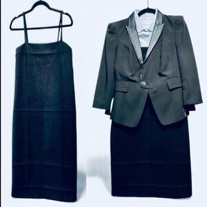 Prada Wool Blend Straps Black Italian Couture Mid Dress Size 42